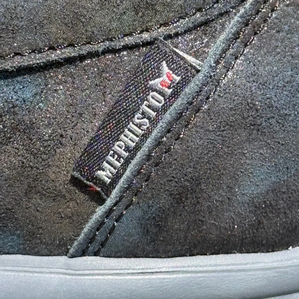Mephisto Yael Run Off Women's 11 Black Suede Iridescent Metallic Sneakers‎ Shoes